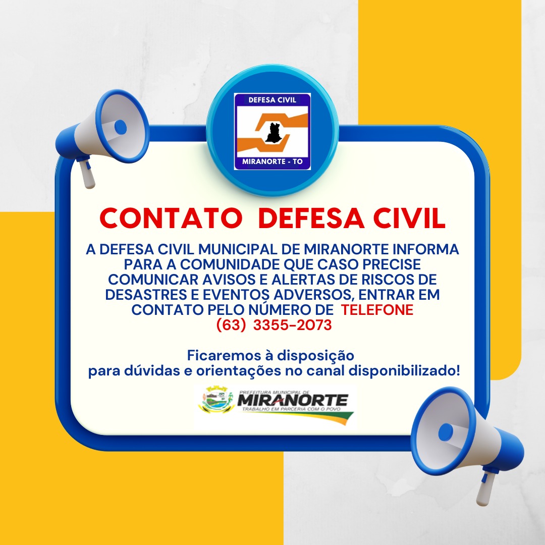 NÚMERO DA DEFESA CIVIL MUNICIPAL DE MIRANORTE – TO